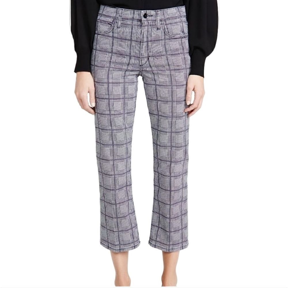Joe's Jeans Gray Plaid Cropped Straight Pants